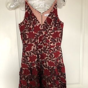 Dress the population Red Lace Dress Sz Large